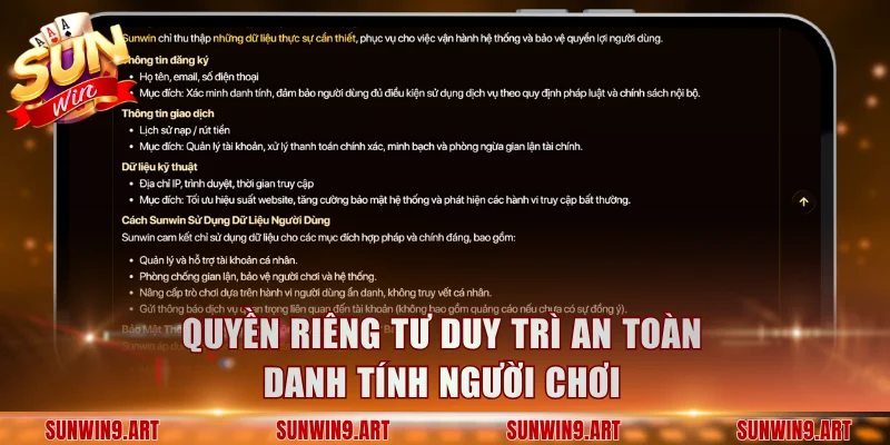 Quyền riêng tư duy trì an toàn danh tính người chơi