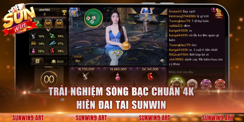 Trải nghiệm sòng bạc chuẩn 4K hiện đại tại Sunwin